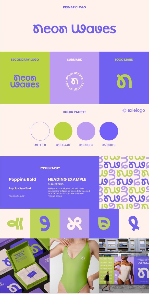 Bold swimwear genz branding, playful logo design, summer apparel clothing brand